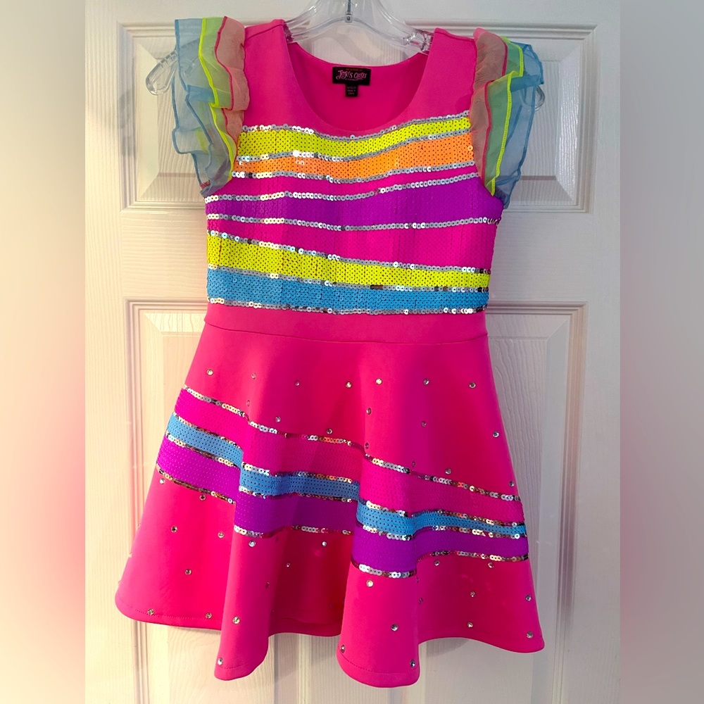 JoJo Siwa JoJo’s closet nickelodeon dress size 10/12 pink, sequence rainbow.